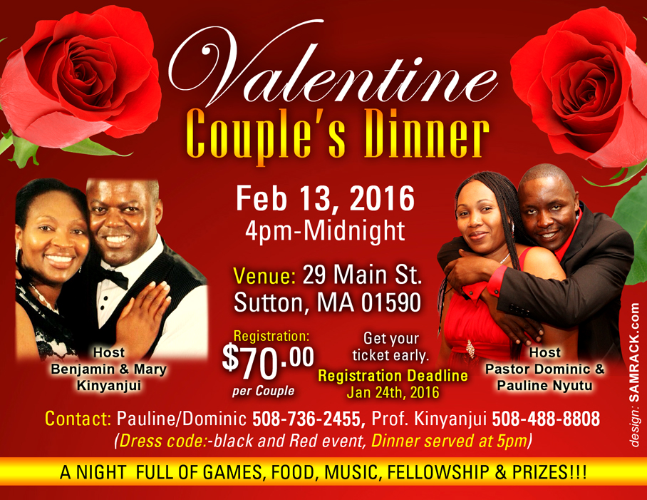 Invitation: St. Johns Valentine couples dinner Feb.13th 2016 Time: 4Pm